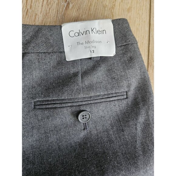 NWT CALVIN KLEIN WOMEN'S THE MADISON SLIM LEG GREY PANTS TROUSERS - Picture 5 of 8